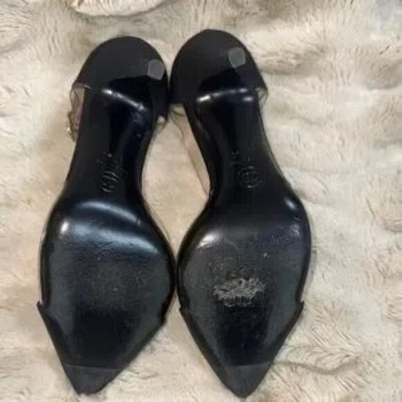 CHANEL Black & Transparent Ankle Strap Heels Size 37.5/ US 7 Made In Italy - Picture 13 of 14